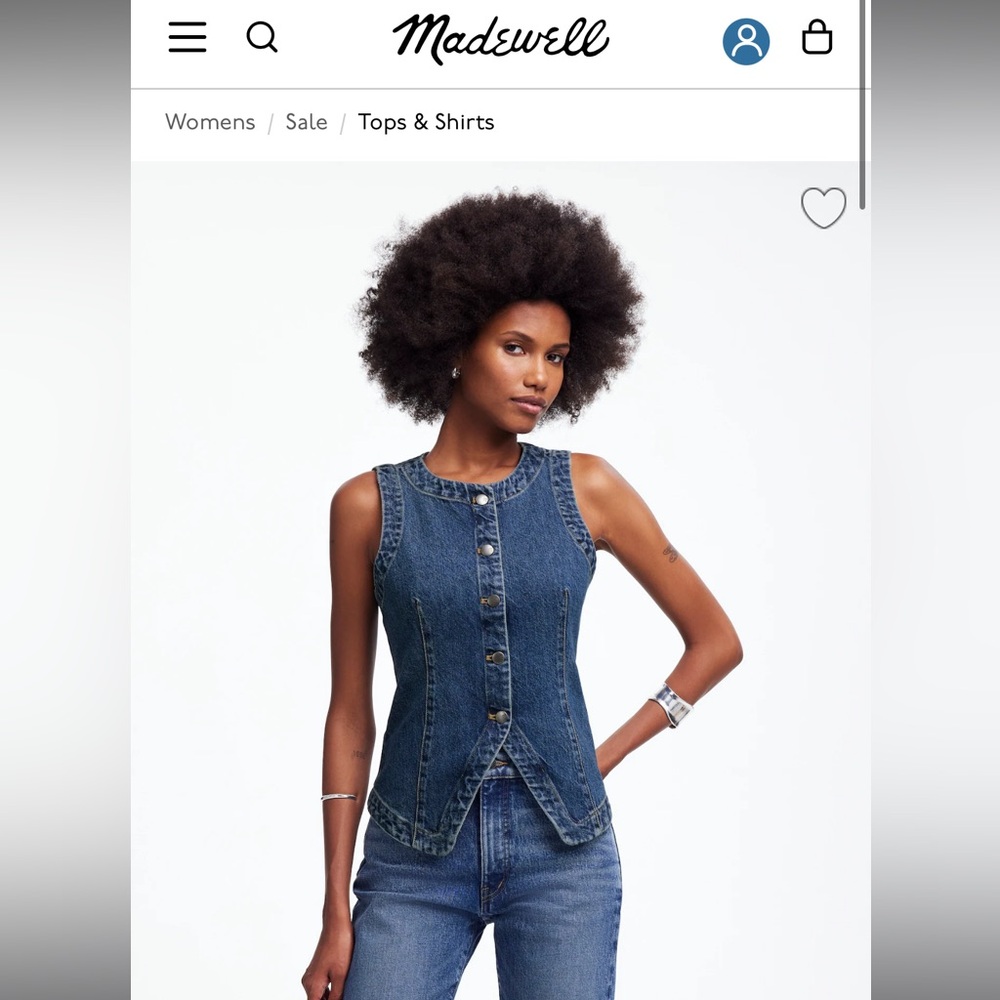 Madewell denim crew neck vest size 12 new with tags!